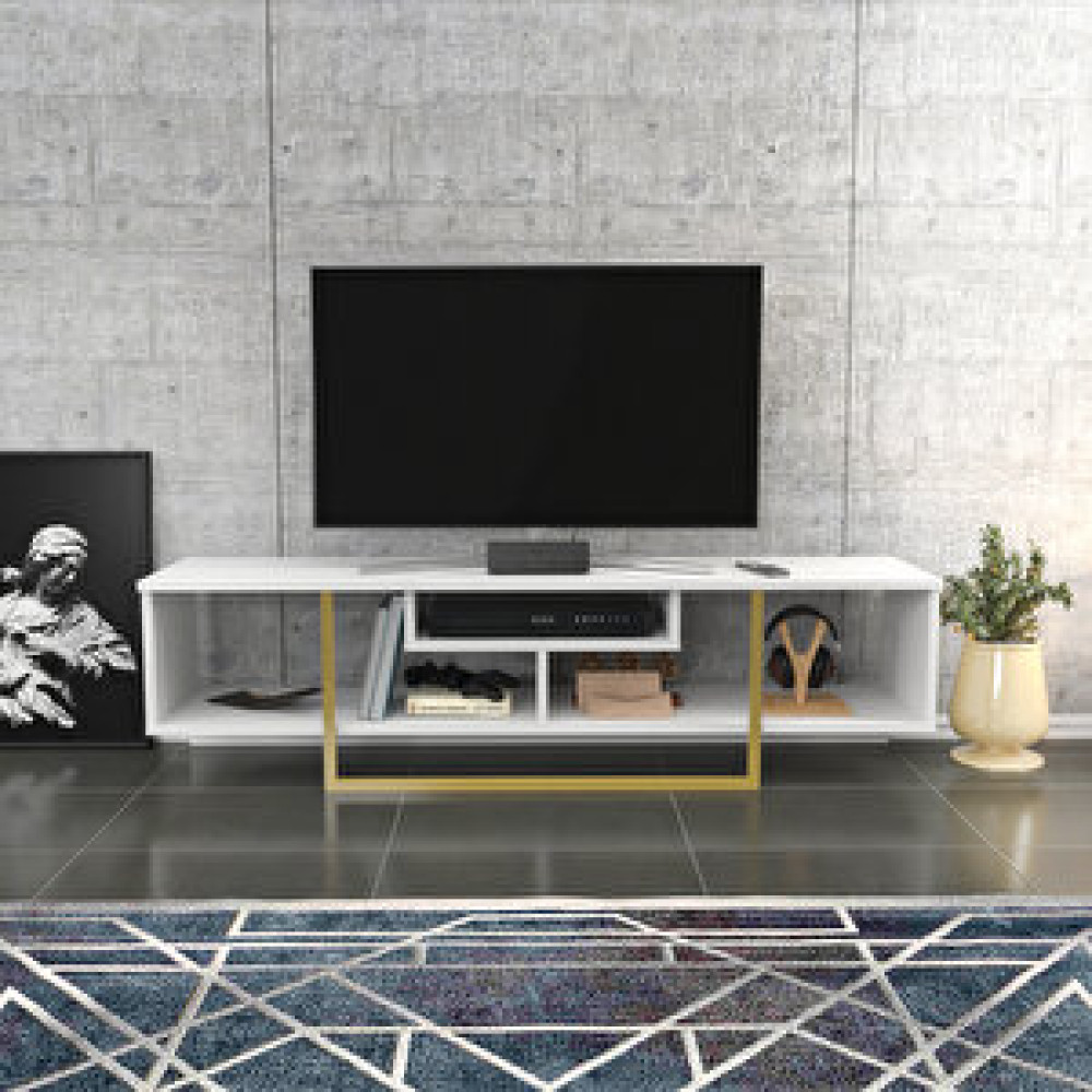 Decorotika Decoroti̇ka Asal Tv Üni̇tesi̇ 150 Cm Beyaz Gold Tv Ünitesi / Sehpası Fiyatı