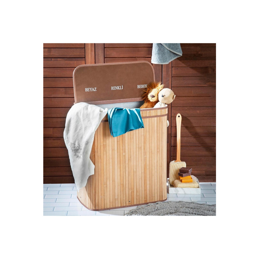 DECOSTYLE Deco&style Bambu Üç Hazneli Katlanır Çamaşır Sepeti Çamaşır Sepeti Fiyatı