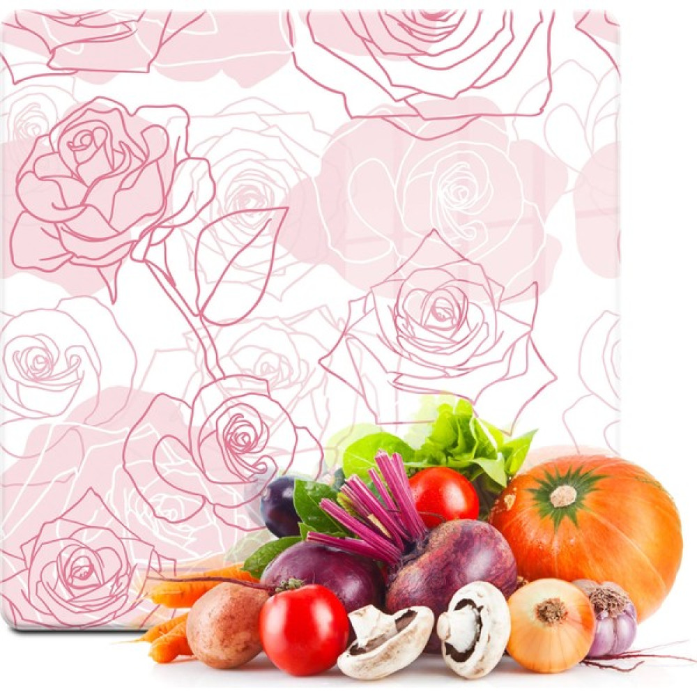 Decovetro Cam Kesme Tahtası Kare Çizgi Pembe Gül Desenli 30X30 cm Kesme Tahtaları / Kesim Tablaları Fiyatı