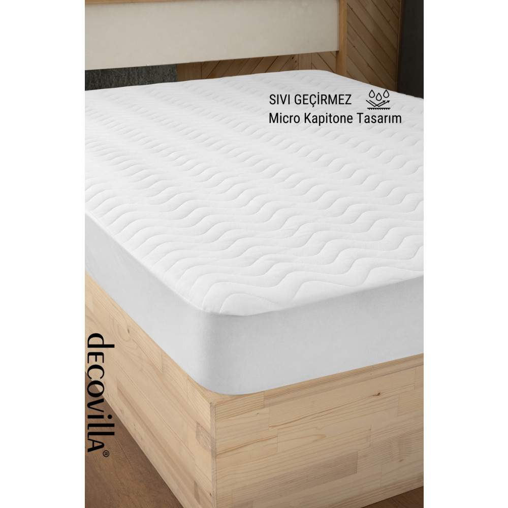 Decovilla Micro Kapitone Fitted Full Kenar Su Sıvı Geçirmez Yatak Koruyucu Alez Çarşaf Beyaz 200 x 200 Beden Alez / Yatak Koruyucu Fiyatı