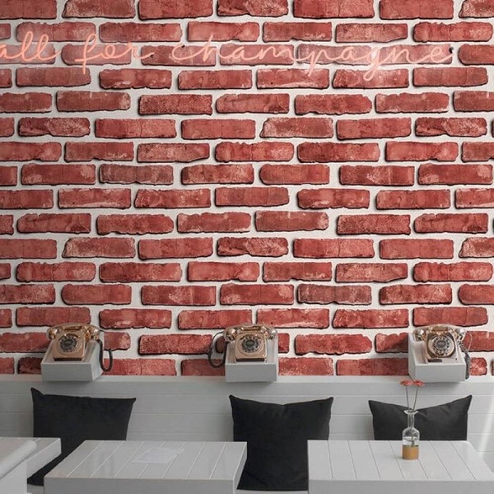 Decowall Decostone Kiremit Tuğla Taş Desen Duvar Kağıdı 9006-06 Duvar Kağıdı Fiyatı