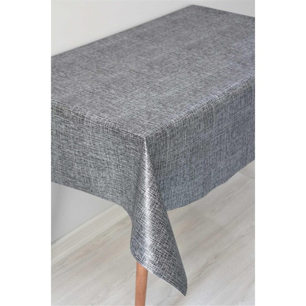 Dede Ev Tekstil Elyaf Astarlı Silinebilir Pvc Muşamba Masa Örtüsü 50-D Mrlketen - Antrasit - 140 x 300 cm Masa Örtüsü Fiyatı