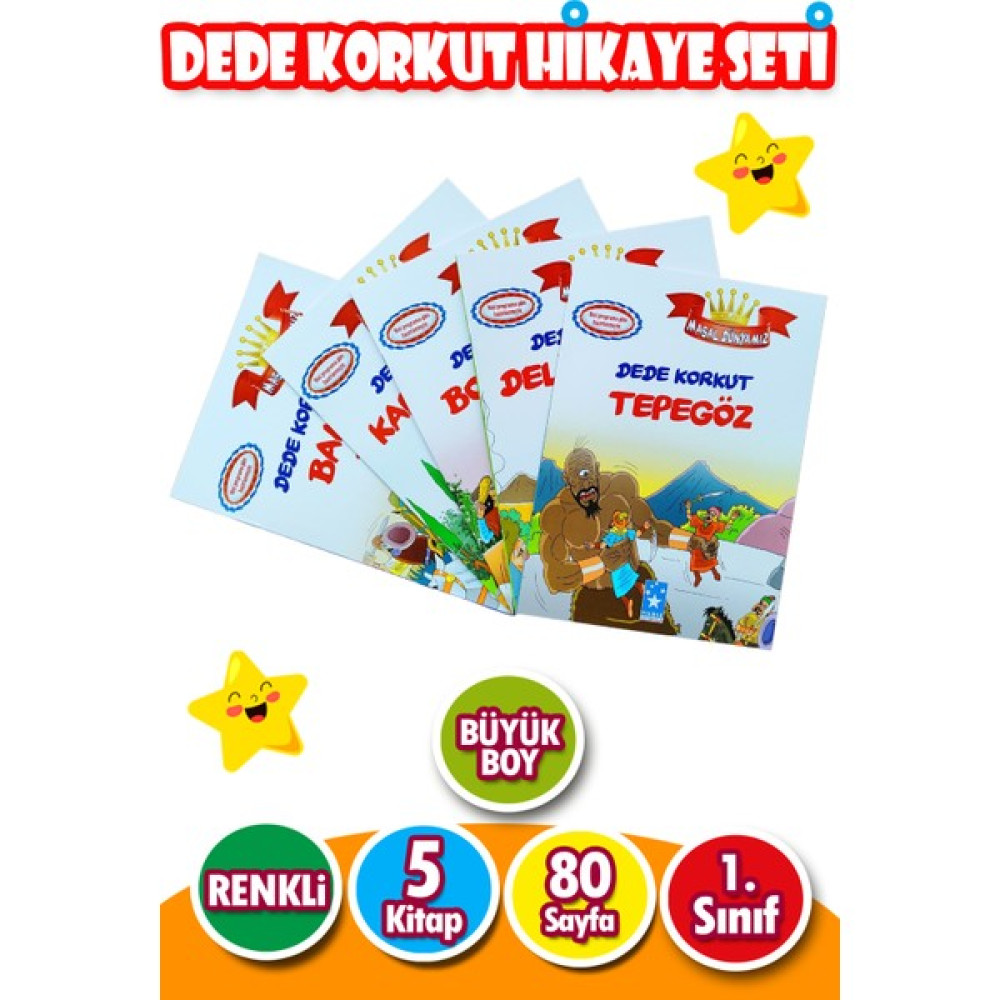 Dede Korkut Hikaye Seti 1. ve 2. Sınıflar Için 5 Kitap 80 Sayfa Büyük Boy Çocuk Öykü Fiyatı
