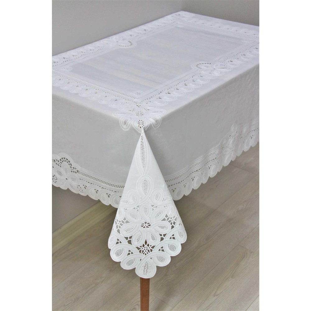 DedeEvTekstil Hazır Dantel Görünümlü Silinebilir Pvc Muşamba Masa Örtüsü Zincir 140 x 180 Beden Masa Örtüsü Fiyatı