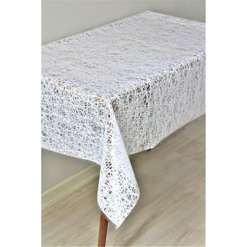 DedeEvTekstil Pvc Şeffaf Kaplama Muşamba Masa Örtüsü - Çaprazipdesen - 033D - Krem - 140 x 180 cm Masa Örtüsü Fiyatı