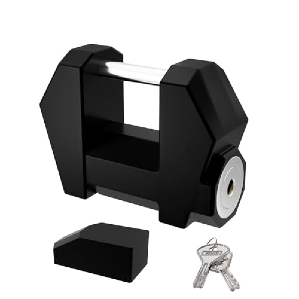 DEEAGLE Trailer Coupler Lock, Wide 1.2” Span, 1/4” Dia, Trailer Coupler Tongue Lock, Wide Hitch Lock, Boat Trailer Locks for Towing Trailer Security, Black