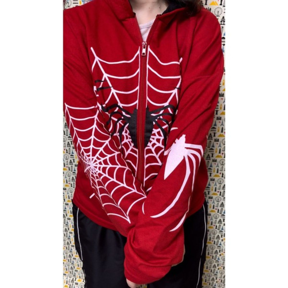 Deef Wear Kırmızı Spiderman 3 Iplik Kapüşonlu Hırka Kadın Hırka Fiyatı
