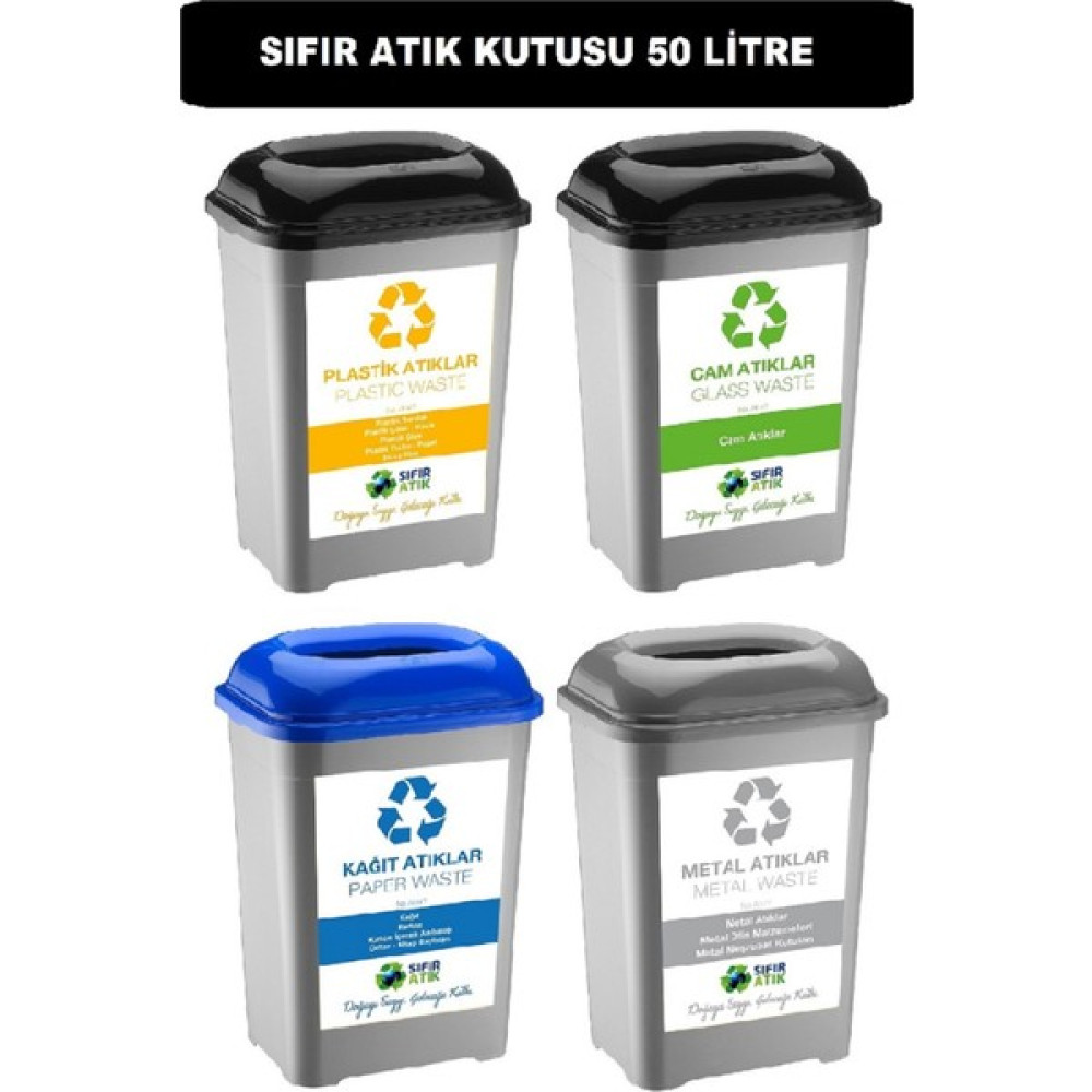 Deembro 4 Adet * 50 Lt Plastik Cam Metal Kağıt Için Plastik Sıfır Atık Kutusu Geri Dönüşüm Kutusu Toplama - Gri Dekoratif Bahçe Ürünleri Fiyatı