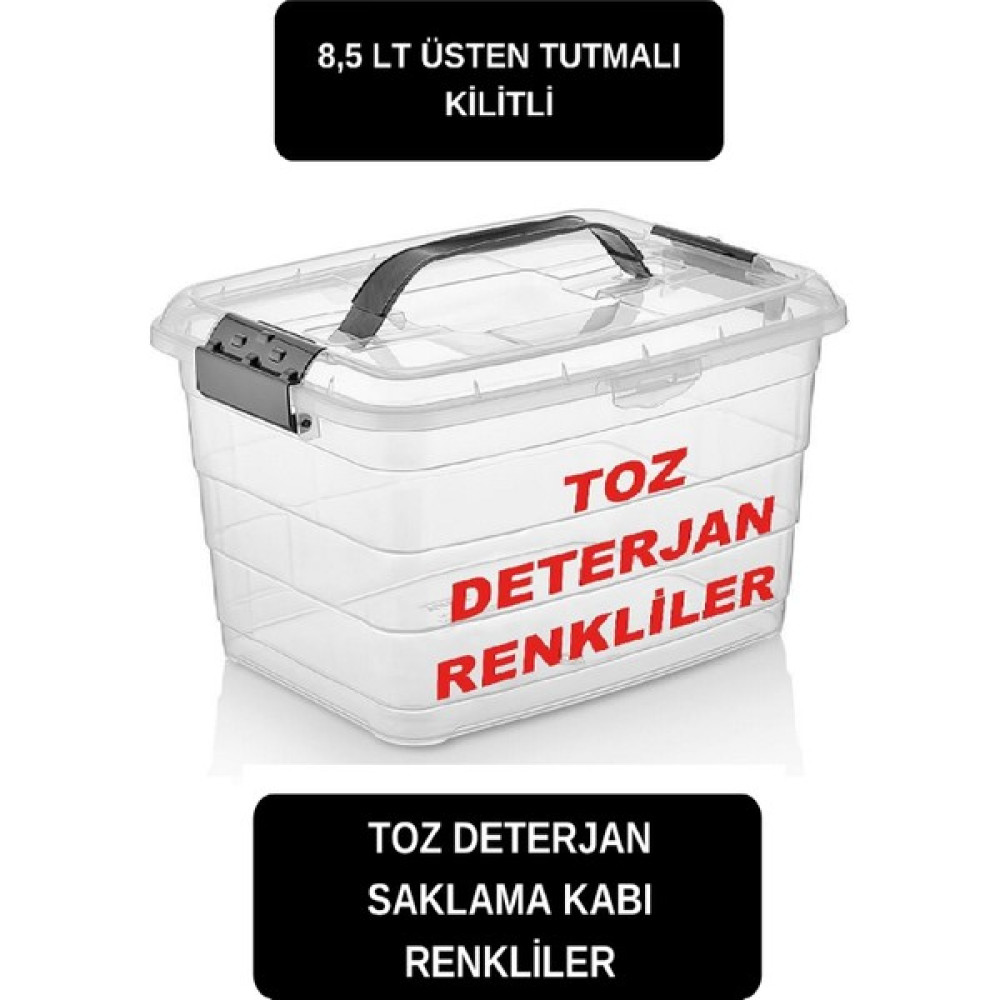 Deembro 8,5 Litre Deterjan Saklama Kutusu Toz Deterjan Saklama Kutusu Büyük Boy Üsten Tutmalı Kilitli Model Yeni Eşya Saklama Kutusu Fiyatı