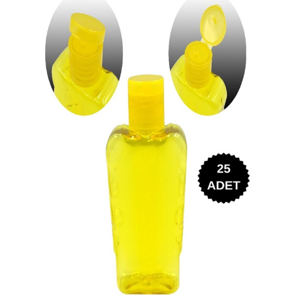 Deembro Boş Şişe 25 Adet 100ML Sarı Plastik Şişe +Fliptop Kapak Boş Şişe 100 ml Boş Kolonya Şişesi Hijyen ve Temizlik Fiyatı