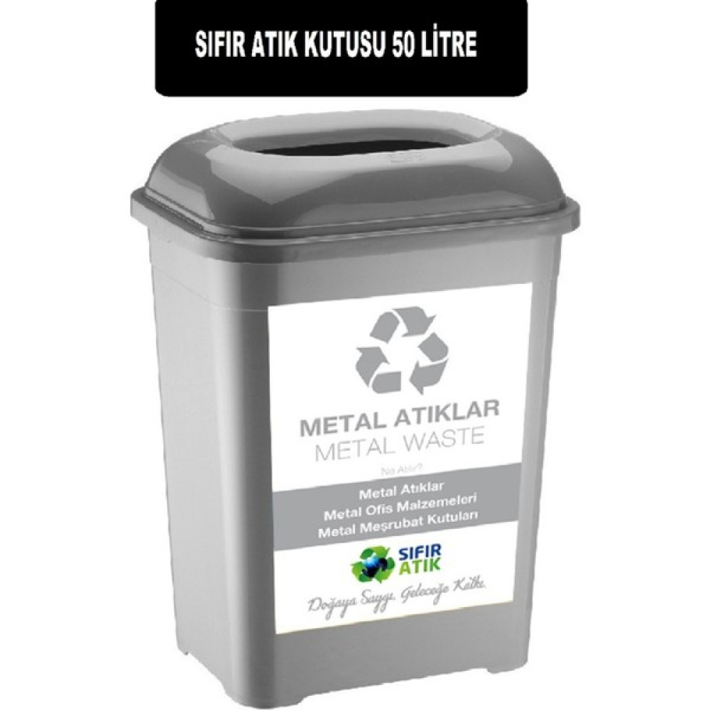 Deembro Geri Dönüşüm Kutusu Sıfır Atık Kutusu 50 Lt Metal Büyük Boy Plastik Etiketli Atık Toplama Kutusu Ofis Çöp Kutusu Fiyatı