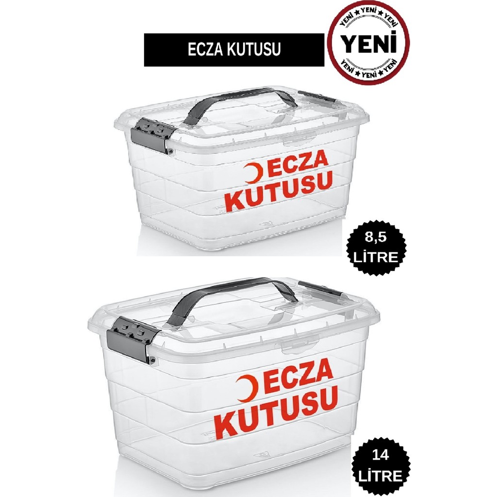 Deembro Kızılay Logolu Ecza Kutusu 2 Adet 14 Lt + 8,5 Lt Ecza Dolabı Çantası Ilaç Kutusu Ilaç Saklama Kabı - 2 adet 14 lt+8,5 lite - Beyaz Saklama Kapları Fiyatı