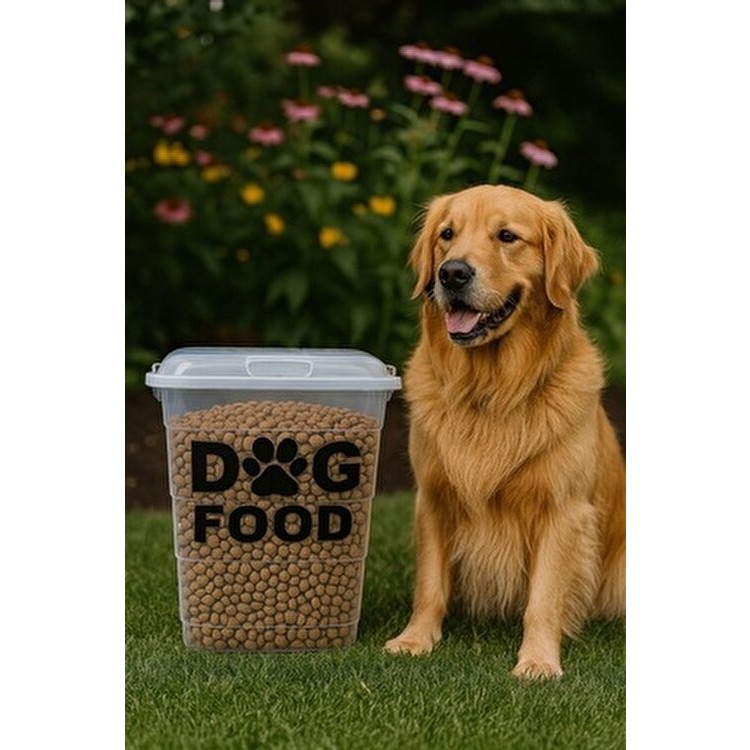 Deembro Şeffaf Plastik 10 kg Kapasiteli Büyük Boy Köpek Maması Saklama Kabı Sağlıklı Depolama - Turuncu Evcil Hayvan Ürünleri Fiyatı