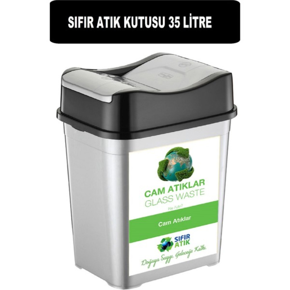 Deembro Yeni Logolu Cam İçin Plastik Sıfır Atık Kutusu Geri Dönüşüm Kutusu Plastik 35 Lt Çift Kapaklı - 35 LİTRE Dekoratif Bahçe Ürünleri Fiyatı