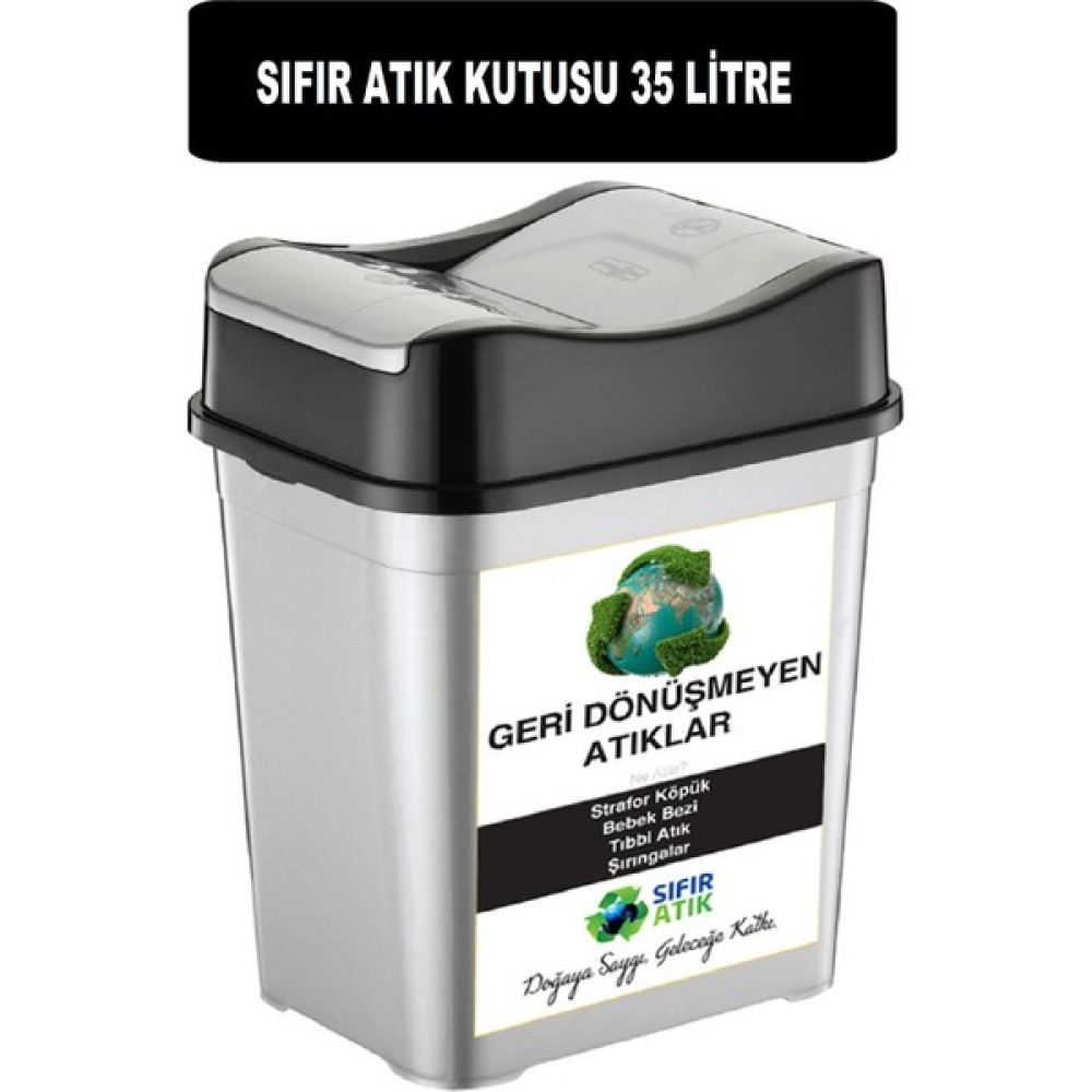 Deembro Yeni Logolu Geri Dönüşmeyen Atıklar Sıfır Atık Kutusu Geri Dönüşüm Kutusu Plastik 35 Lt Çift Kapaklı - 35 LİTRE Dekoratif Bahçe Ürünleri Fiyatı