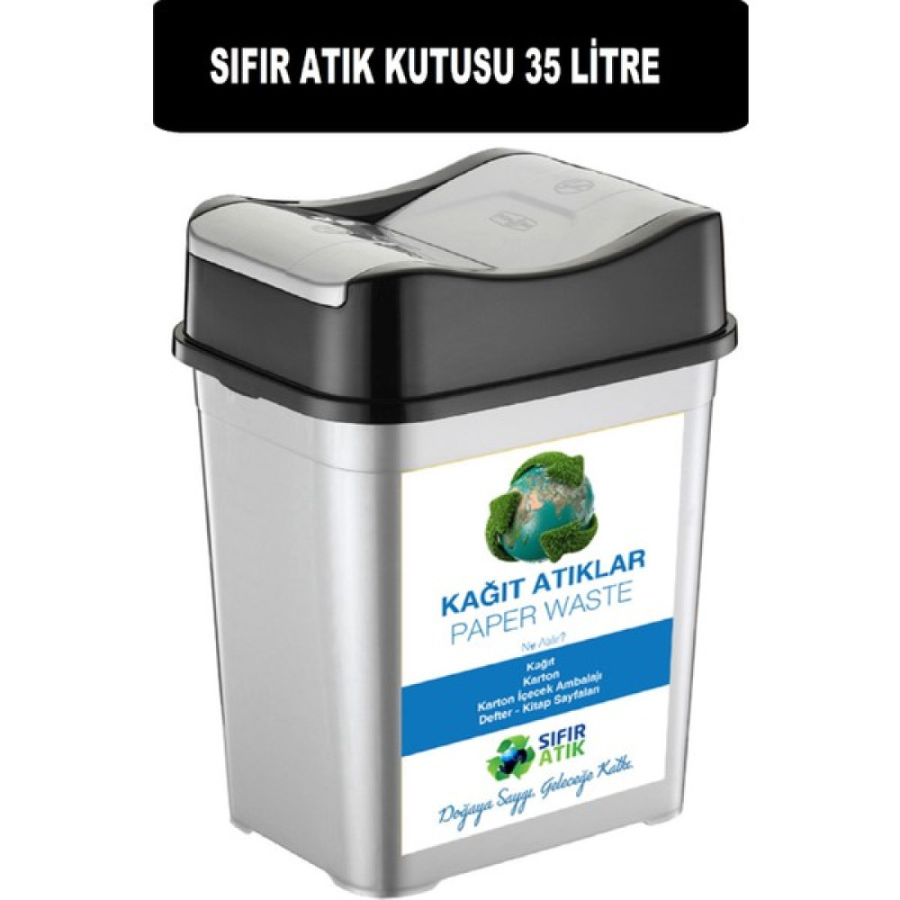 Deembro Yeni Logolu Kağıt İçin Plastik Sıfır Atık Kutusu Geri Dönüşüm Kutusu Plastik 35 Lt Çift Kapaklı - 35 LİTRE Dekoratif Bahçe Ürünleri Fiyatı