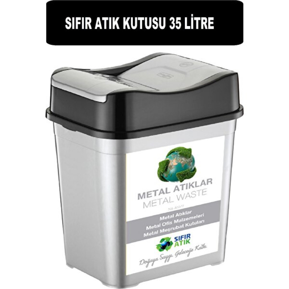 Deembro Yeni Logolu Metal İçin Plastik Sıfır Atık Kutusu Geri Dönüşüm Kutusu Plastik 35 Lt Çift Kapaklı - 35 LİTRE Dekoratif Bahçe Ürünleri Fiyatı