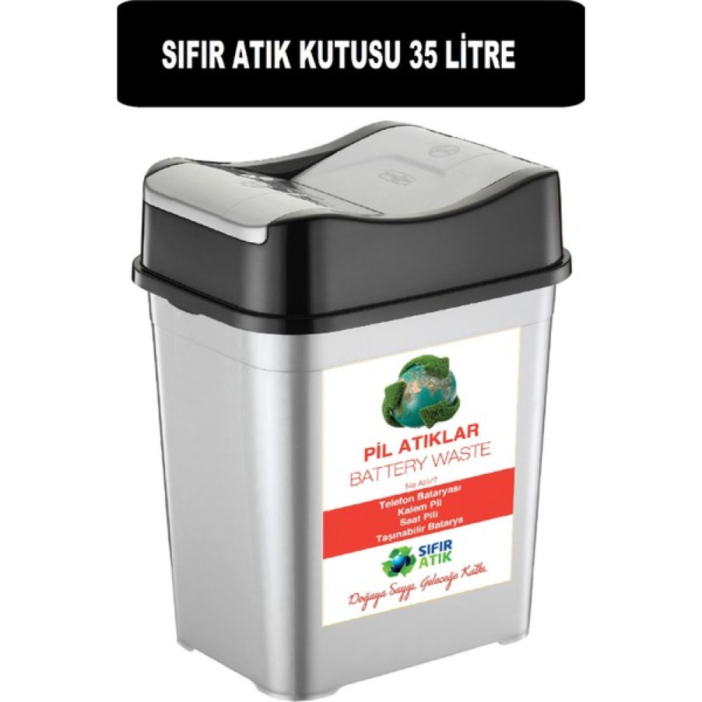 Deembro Yeni Logolu Pil Atık Kutusu Sıfır Atık Kutusu Geri Dönüşüm Kutusu Plastik 35 Lt Sıfır Çift Kapaklı - 35 LİTRE Dekoratif Bahçe Ürünleri Fiyatı