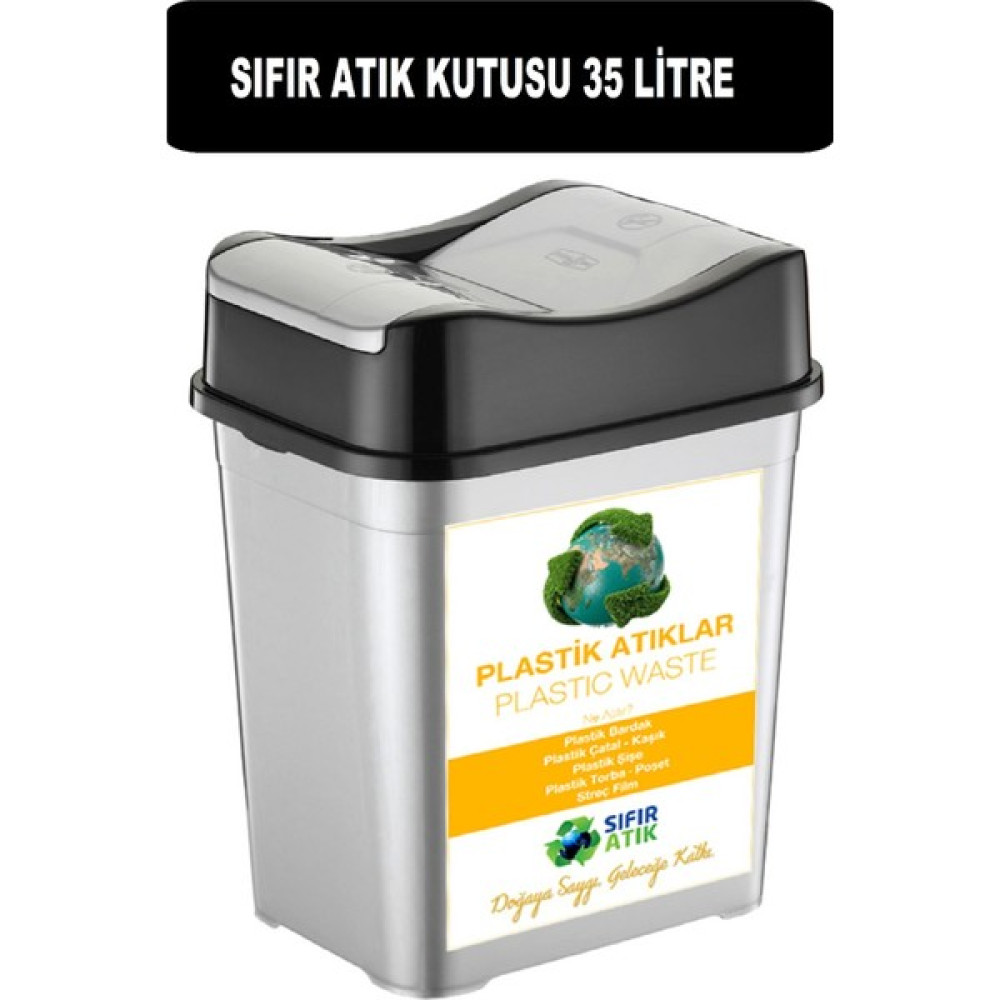 Deembro Yeni Logolu Plastik İçin Plastik Sıfır Atık Kutusu Geri Dönüşüm Kutusu Plastik 35 Lt Çift Kapaklı - 35 LİTRE Dekoratif Bahçe Ürünleri Fiyatı