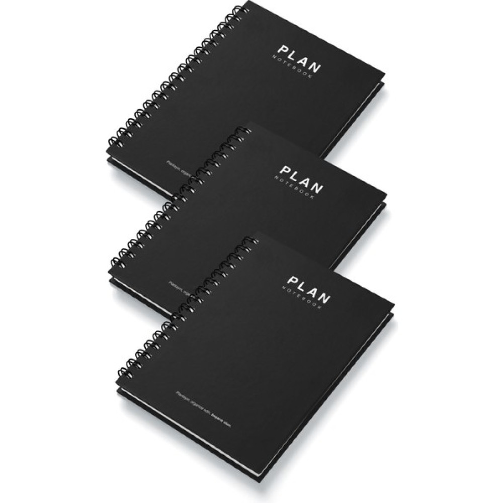 Deep Notebook 3'lü Set Süresiz Planlayıcı Ajanda A5 Spiralli Siyah Renk Tasarım Ajanda Fiyatı
