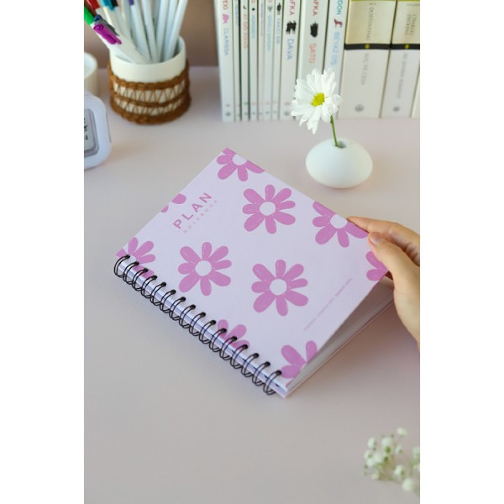 Deep Notebook Süresiz Planlayıcı Ajanda A5 Spiralli Pembe Çiçekler Renkli Tasarım Ajanda Fiyatı