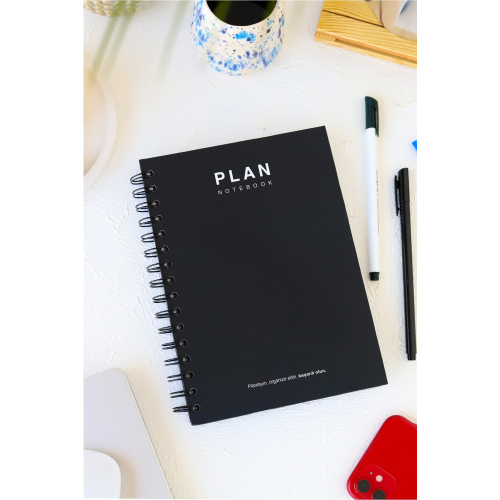 Deep Notebook Süresiz Planlayıcı Ajanda A5 Spiralli Siyah Renk Klasik Tasarım Ajanda Fiyatı
