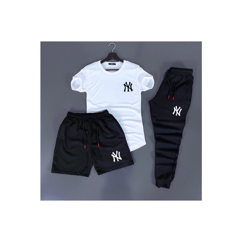 deep & qaiser New York Baskılı Beyaz-siyah Unisex Yazlık Eşofman Kombini XL Beden Kadın Eşofman Fiyatı