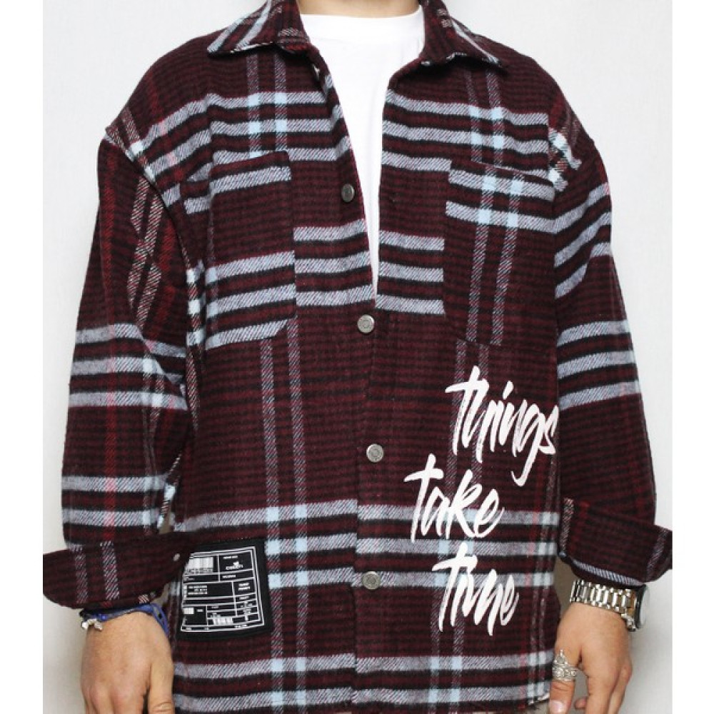 DeepArt Fashion Baskılı Oversize Oduncu Gömlek Bordo Erkek Gömlek Fiyatı