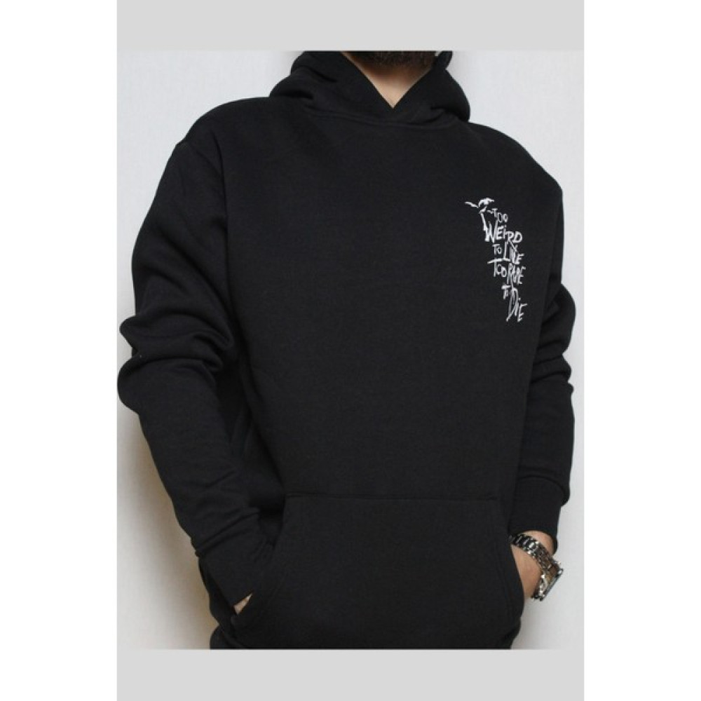 DeepArt Fashion Baskılı Siyah Kapşonlu Sweatshirt Erkek Sweatshirt Fiyatı