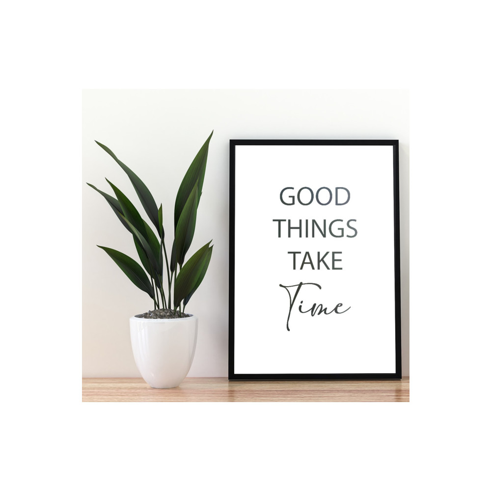 Deephediyem "good Things Take Time" Yazılı Siyah Çerçeve Görünümlü Ahşap Duvar Tablosu 30 x 40 Beden Tablo & Poster Fiyatı