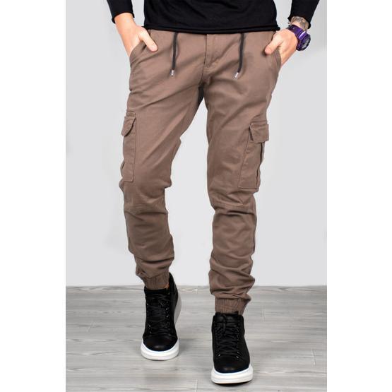 Deepsea 1792 Camel Beli Lastikli Kargo Erkek Pantolon
