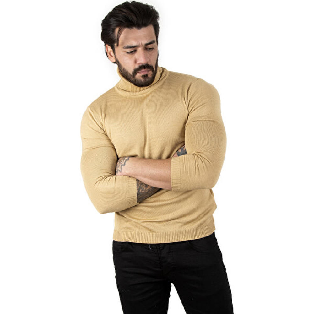Deepsea Camel  Standart Fit Balıkçı Yaka Düz Kazak 2002292 Erkek Kazak & Süveter & Triko Fiyatı