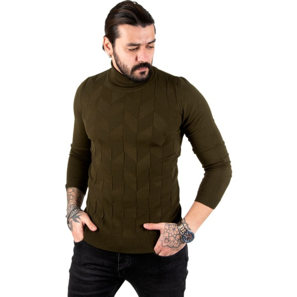 Deepsea Desenli Tam Balıkçı Yaka Slimfit Erkek Kazak 2301462 Erkek Kazak & Süveter & Triko Fiyatı