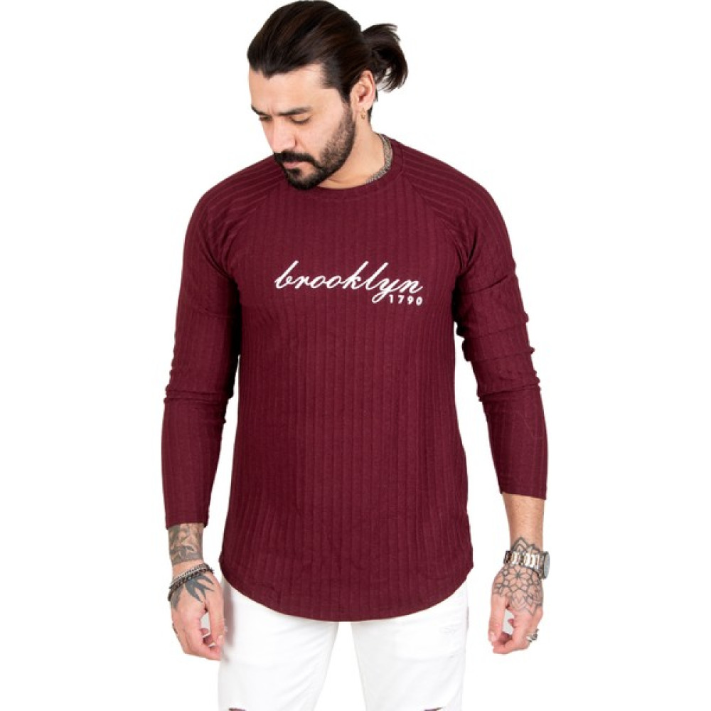 Deepsea Eteği Oval Kesim Bisiklet Yaka Önü Yazı Baskılı Triko Erkek Sweatshirt 1808072 Erkek Kazak & Süveter & Triko Fiyatı