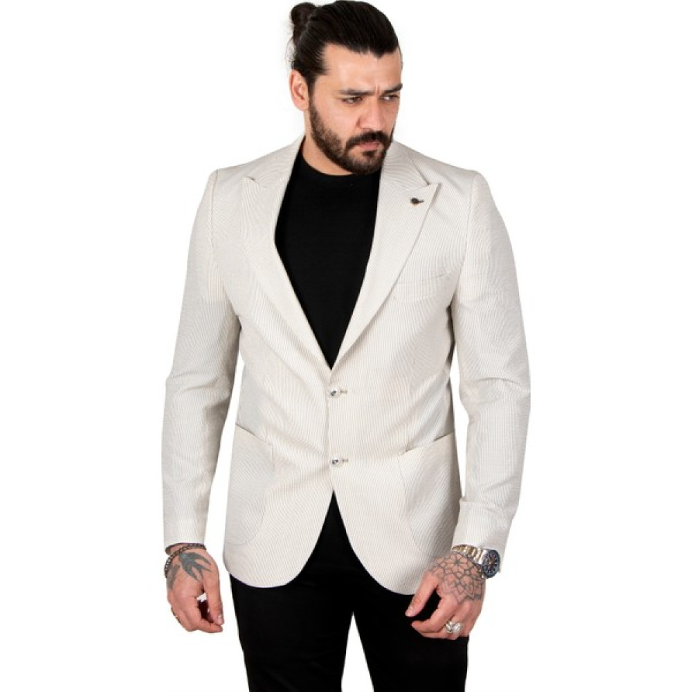 Deepsea Gofre Kumaş Çizgi Desenli Çift Düğme Erkek Blazer Ceket 2301831 Erkek Ceket Fiyatı