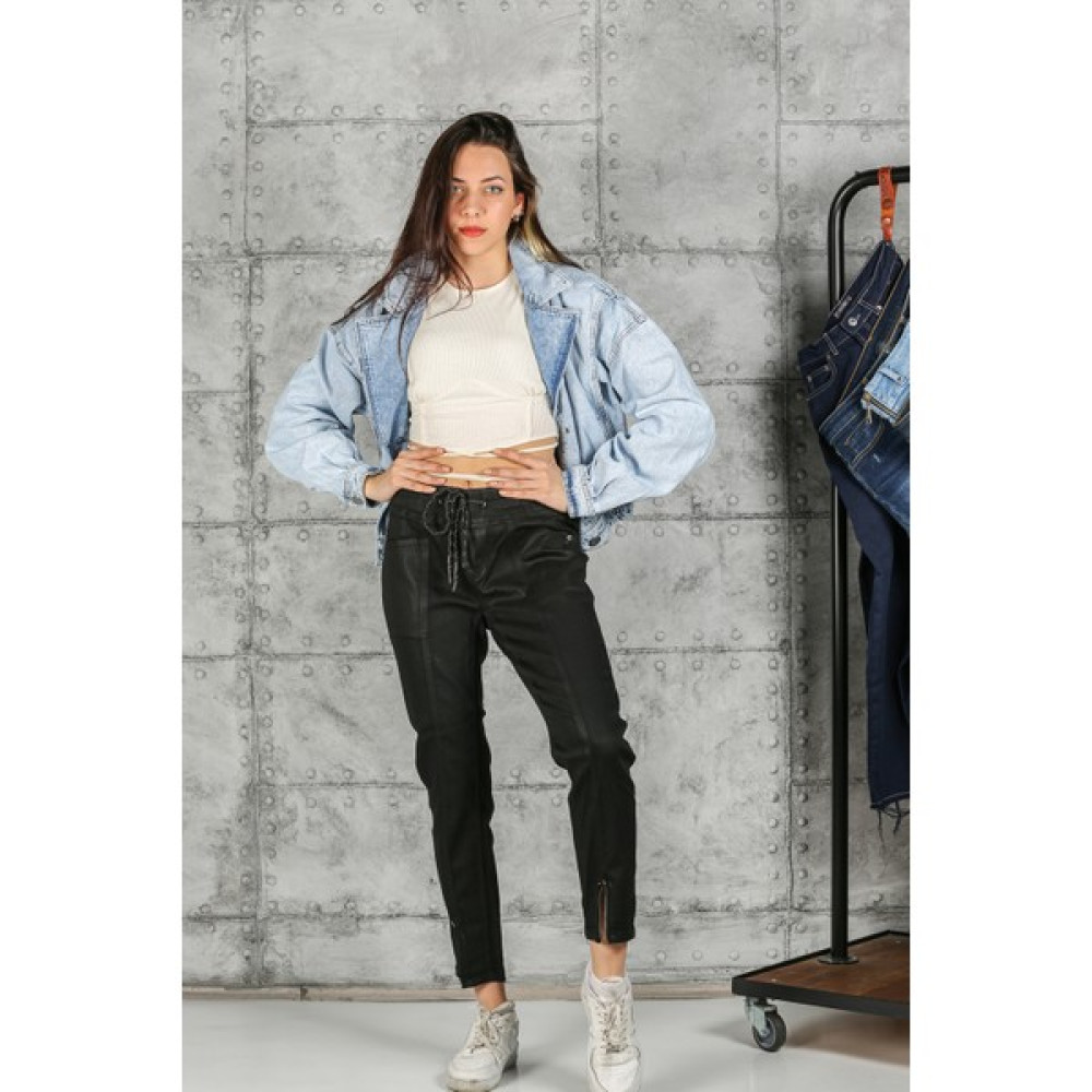 DeepStar Beli Lastikli Kordonlu Özel Kaplama Paça Fermuar Jogger Jeans Bayan Jeans / Kot Pantolon Fiyatı
