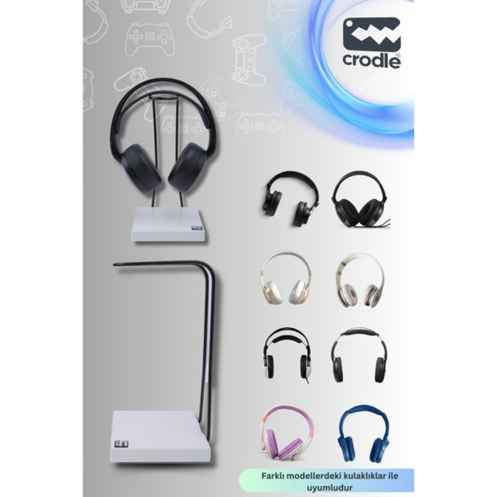 Deer Home Mat Siyah Kaymaz Beyaz Tabanlı Askı Aparatlı Stant Kulaküstü Gaming Oyuncu Kulaklık Tutucu Standı Kulaklık Aksesuarı Fiyatı