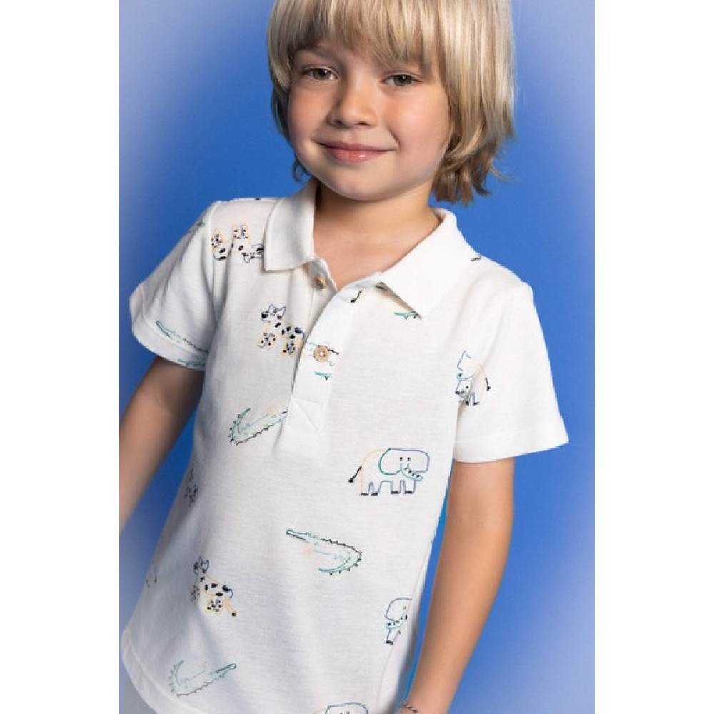DeFacto Erkek Bebek Hayvan Desenli Pike Kısa Kollu Polo Tişört C6268A524SM Bebek T-shirt Fiyatı