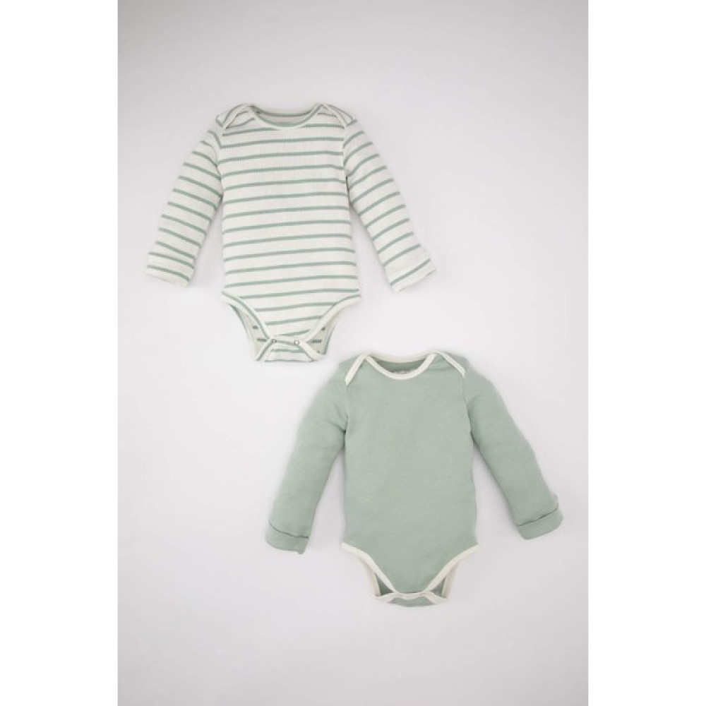 DeFacto Erkek Bebek Yeni Doğan Bebe Yaka Çizgili Fitilli Kaşkorse 2li Uzun Kollu Çıtçıtlı BODY A8460A524SP Bebek Zıbın Seti Fiyatı