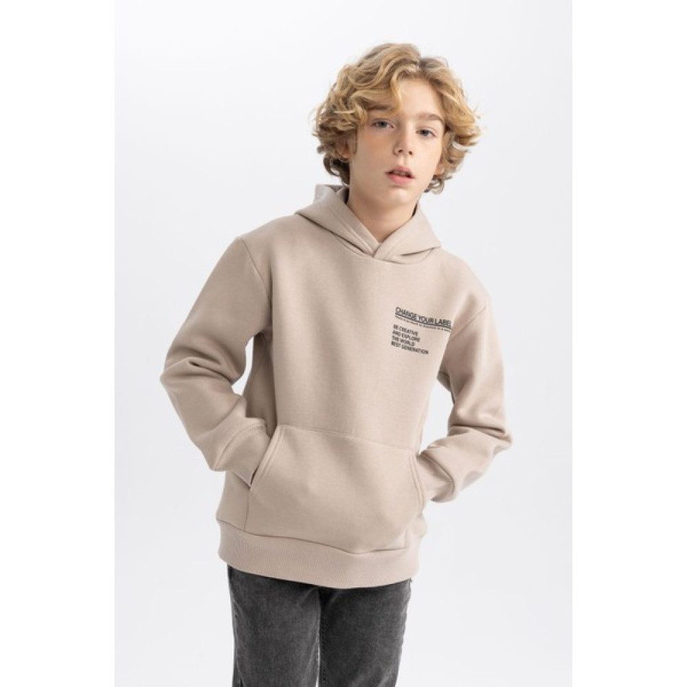 DeFacto Erkek Çocuk Kapüşonlu Baskılı Kalın Sweatshirt A9778A823WN Erkek Çocuk Sweatshirt Fiyatı