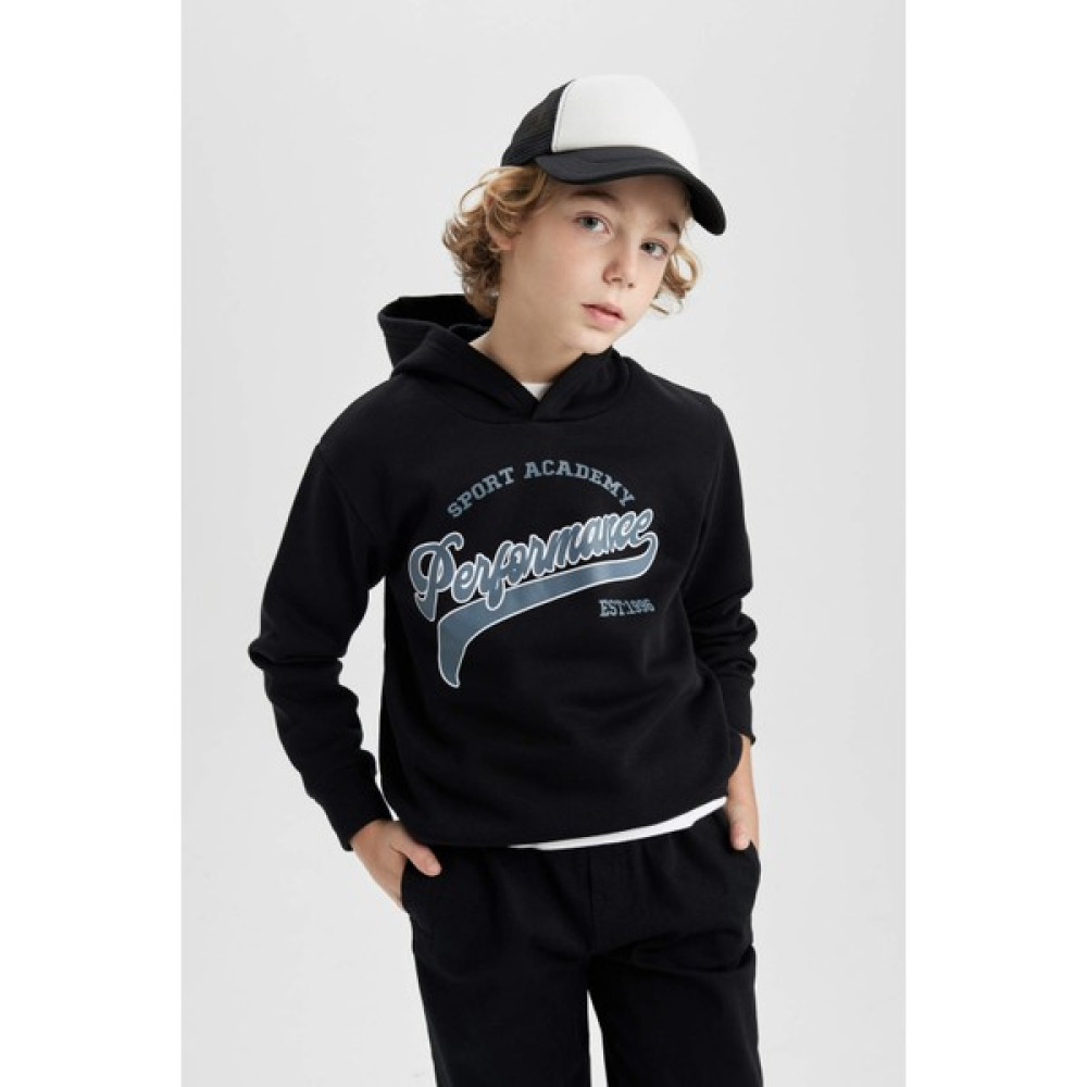 DeFacto Erkek Çocuk Kapüşonlu Baskılı Kalın Sweatshirt B9011A823CW Erkek Çocuk Sweatshirt Fiyatı
