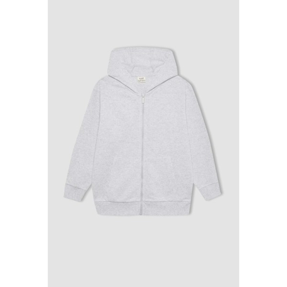 DeFacto Erkek Çocuk Kapüşonlu Pike Fermuarlı Basic Düz Sweatshirt B6503A824SP Erkek Çocuk Kazak & Süveter & Triko Fiyatı