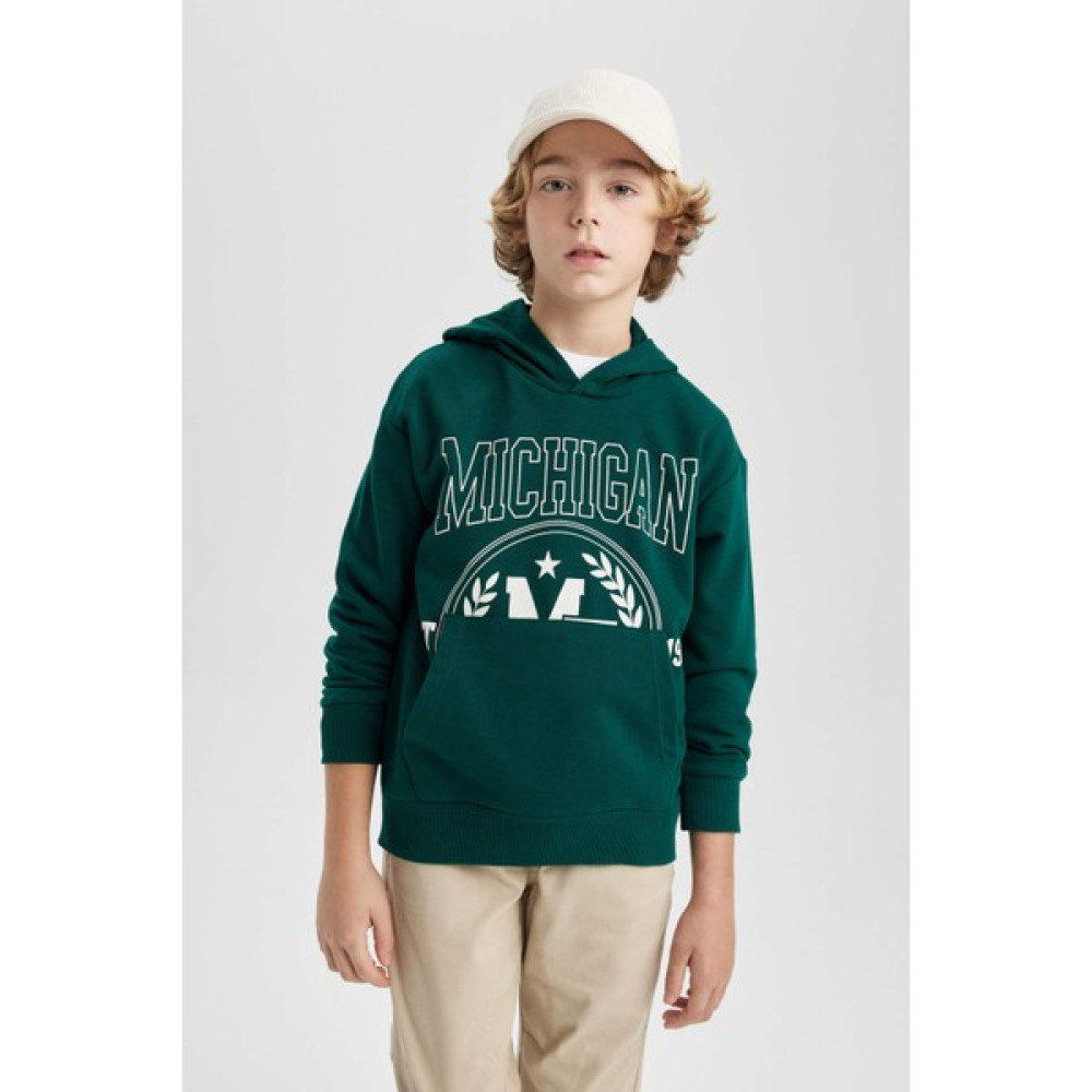 DeFacto Erkek Çocuk Oversize Fit Baskılı Kapüşonlu Sweatshirt B6137A824SP Erkek Çocuk Sweatshirt Fiyatı