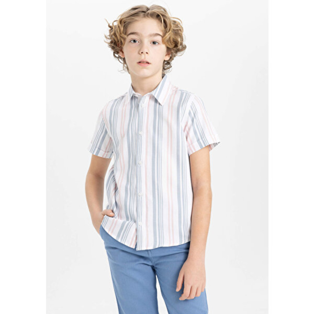 DeFacto Erkek Çocuk Regular Fit Polo Yaka Twill Kısa Kollu Gömlek Z3036A624SM Erkek Çocuk Gömlek Fiyatı