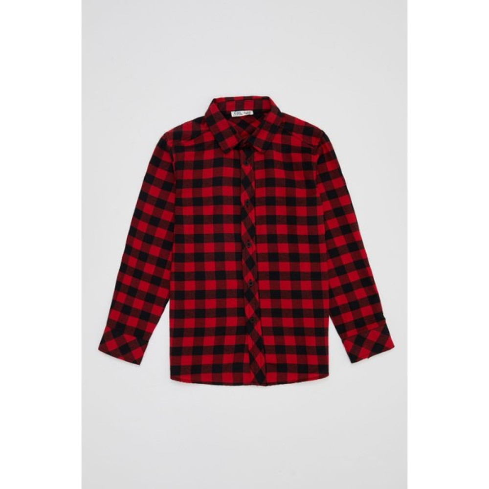 DeFacto Erkek Çocuk Regular Fit Polo Yaka Uzun Kollu Flanel Uzun Kollu Gömlek S2231A620WN Erkek Çocuk Gömlek Fiyatı