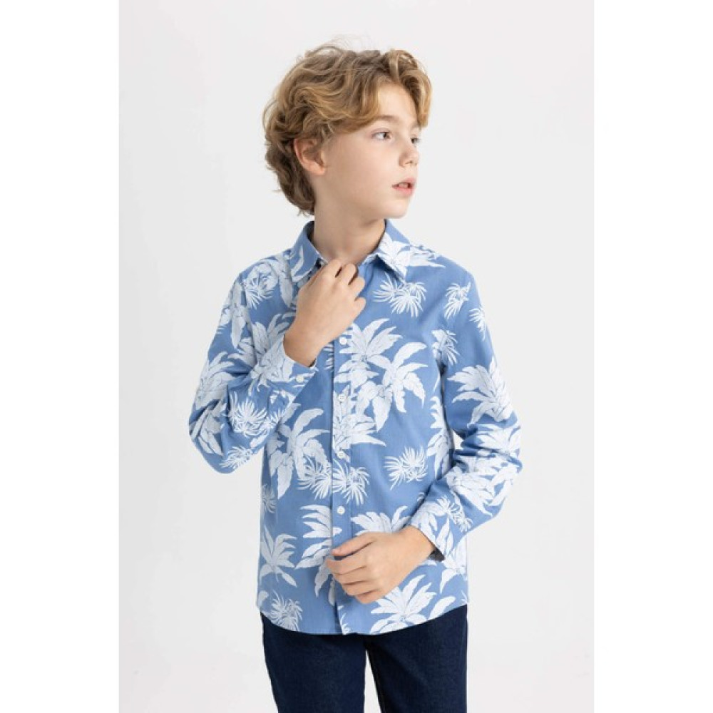 DeFacto Erkek Çocuk Regular Fit Polo Yaka Uzun Kollu Gömlek B7129A824SM Erkek Çocuk Gömlek Fiyatı
