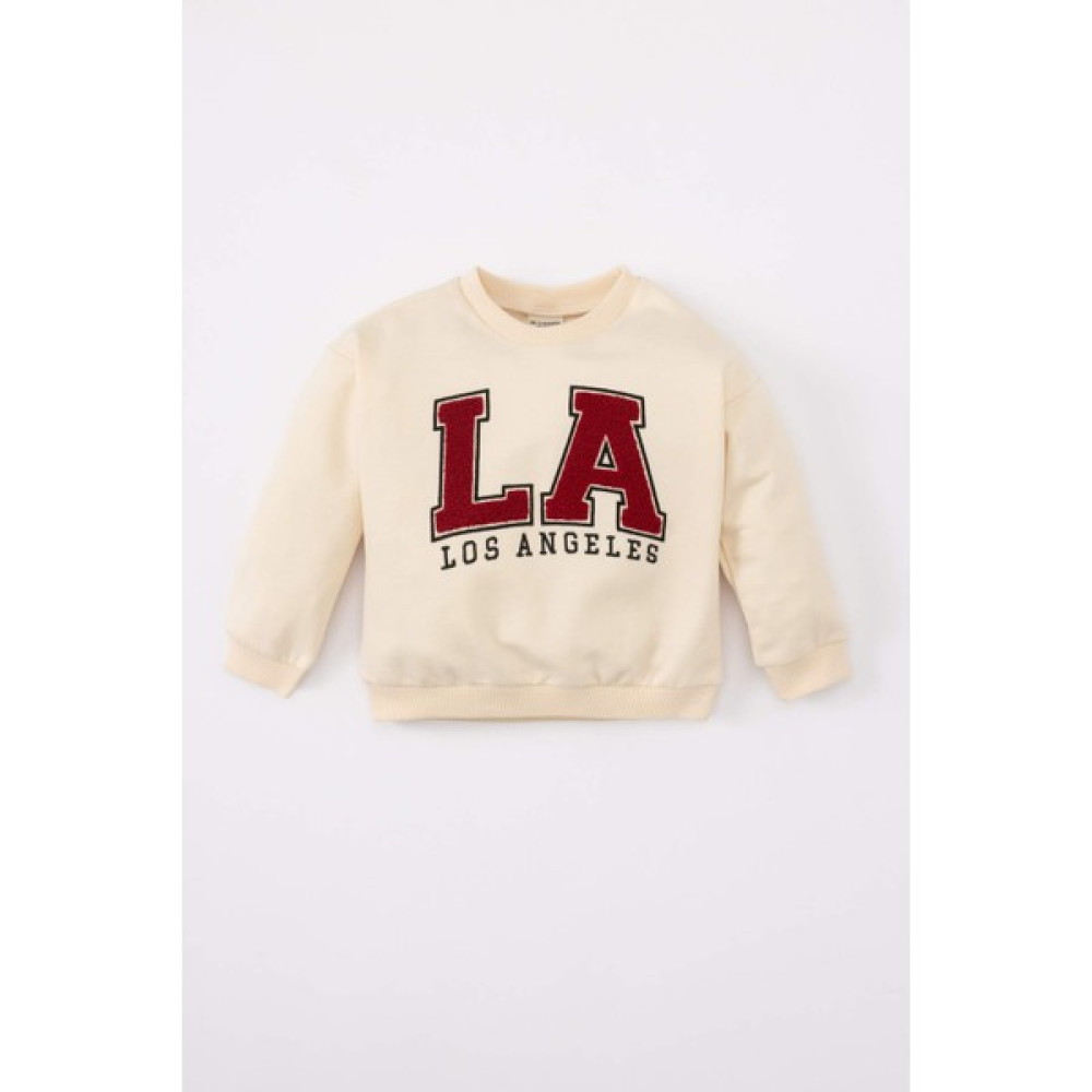 DeFacto Kız Bebek Bisiklet Yaka Slogan Baskılı İçi Yumuşak Tüylü Sweatshirt C2439A524SP Bebek Sweat Shirt Fiyatı