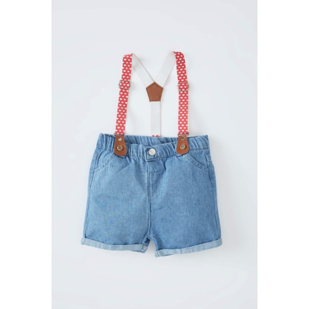 DeFacto Kız Bebek Pantolon Askılı Jean Şort W8391A222SM Bebek Pantolon Fiyatı