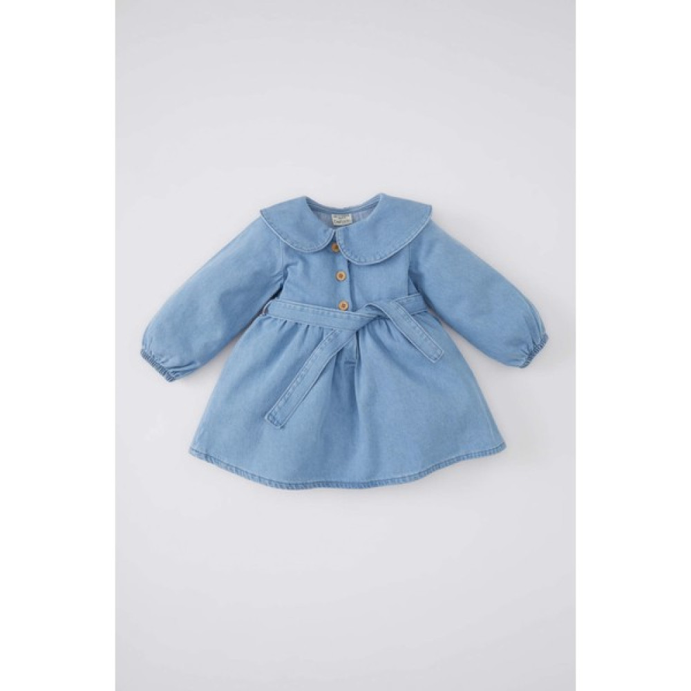DeFacto Kız Bebek Uzun Kollu Jean Elbise B8187A524SP Bebek Elbisesi Fiyatı