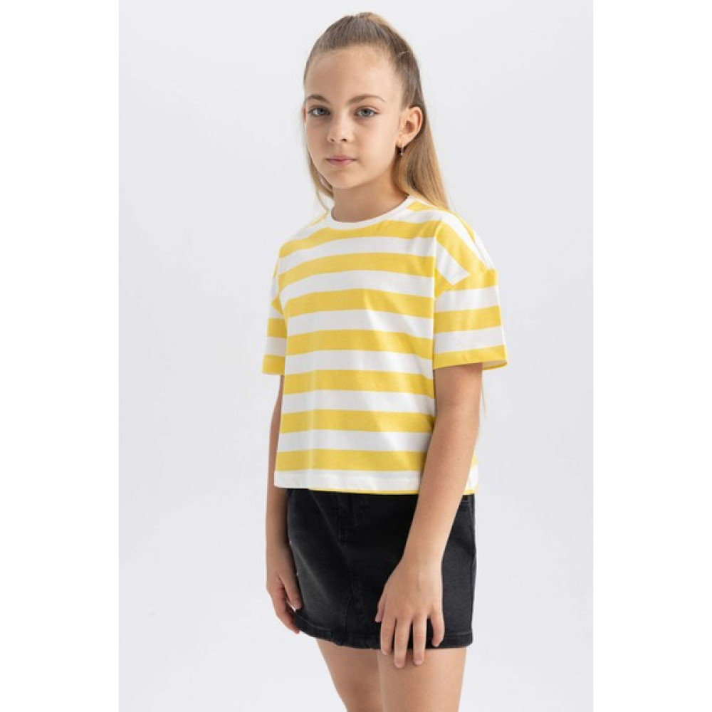 DeFacto Kız Çocuk Crop Desenli Kısa Kollu Tişört B0856A823HS Kız Çocuk T-shirt Fiyatı